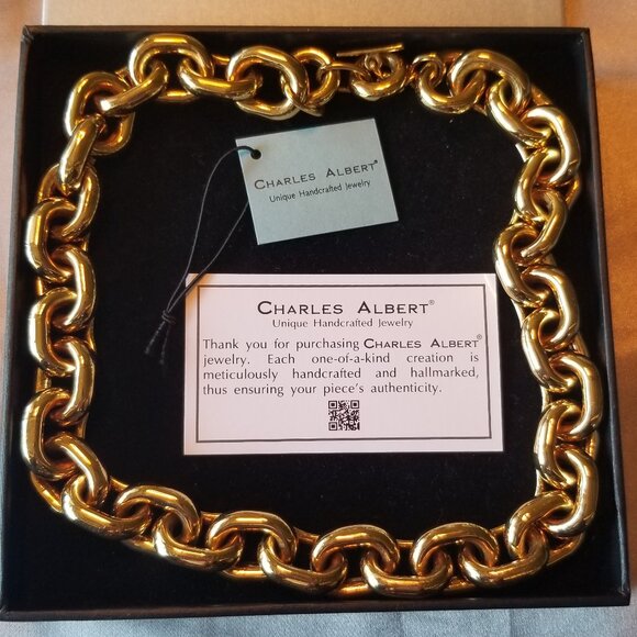 Charles Albert necklace gold link with tags and original box - Picture 1 of 5
